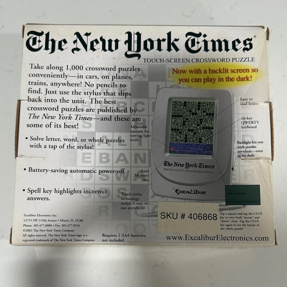 Excalibur and The New York Times Touch-Screen Crossword Puzzle Touch Screen